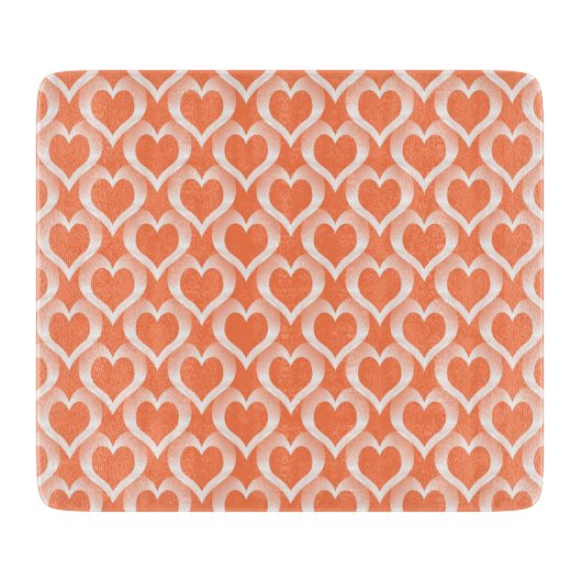Planche À Découper Motif de cœurs blancs corail (Devant)
