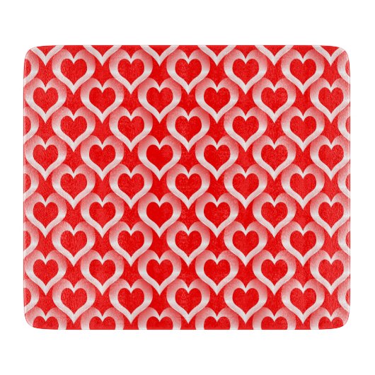 Planche À Découper Motif de cœurs rouges blancs (Devant)