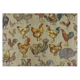 Planche À Découper Motif de coq poulet vintage : Art de ferme