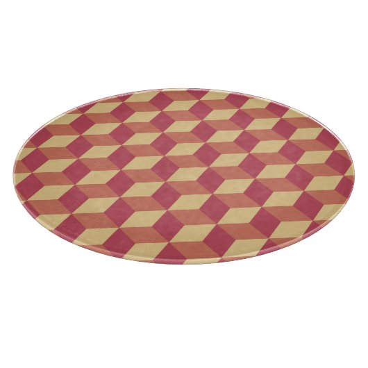 Planche À Découper Motif de Cube rouge orange Abstrait (Coin)