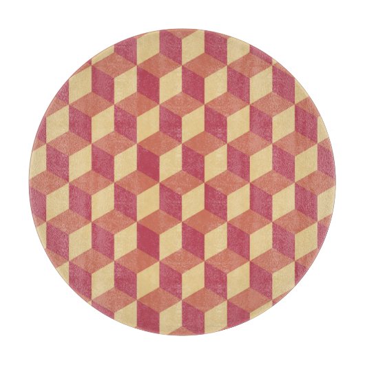 Planche À Découper Motif de Cube rouge orange Abstrait (Devant)