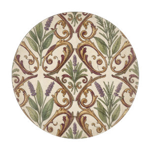 Planche À Découper Motif de défilement or et lavande romarin