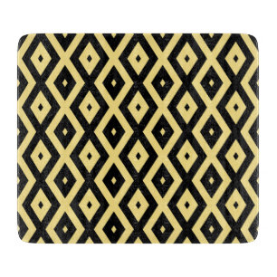 Planche À Découper Motif de diamant jaune citron et noir