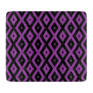 Planche À Découper Motif de diamants violet et noir