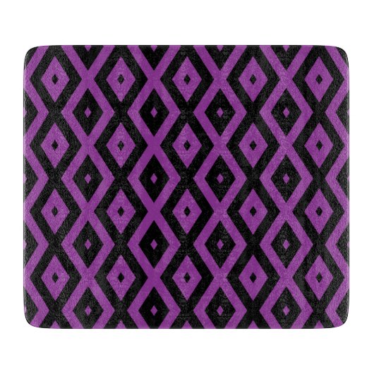 Planche À Découper Motif de diamants violet et noir (Devant)