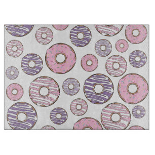 Planche À Découper Motif De Donuts, Donuts Roses, Donuts Violets