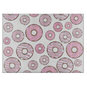 Planche À Découper Motif De Donuts, Donuts Roses, Saupoudrages