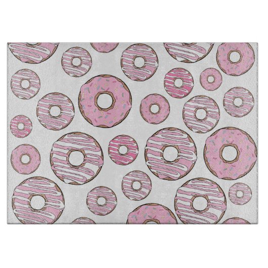 Planche À Découper Motif De Donuts, Donuts Roses, Saupoudrages (Devant)