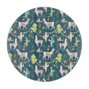 Planche À Découper Motif de drapeau de lama d'aquarelle