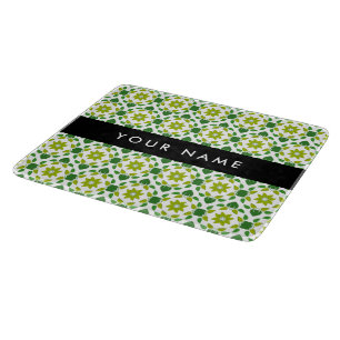 Planche À Découper Motif de feuille, Feuilles vertes, Votre nom