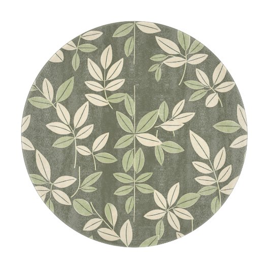 Planche À Découper Motif de feuilles botaniques Olive Sage (Devant)