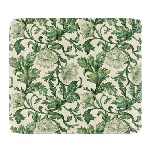 Planche À Découper Motif de feuilles d'acanthe vert foncé orné (Devant)