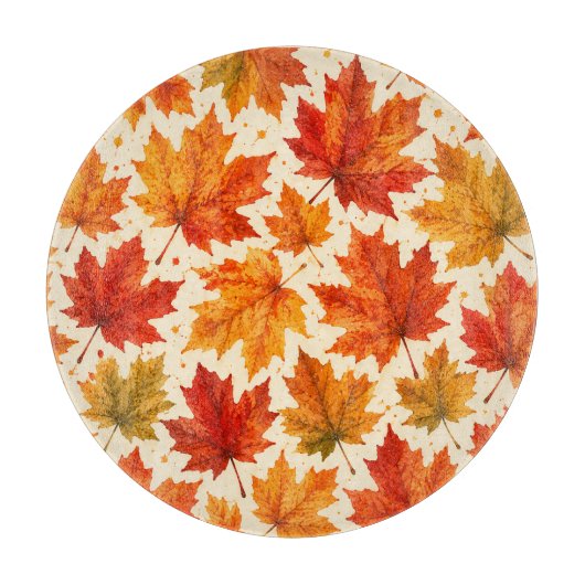 Planche À Découper Motif de feuilles d'érable d'automne | Feuille rou (Devant)