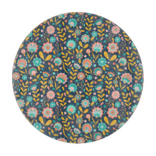 Planche À Découper Motif de fleur d'art populaire
