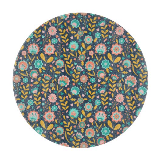 Planche À Découper Motif de fleur d'art populaire (Devant)