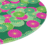 Planche À Découper Motif de fleurs Art Déco - tons verts, fuchsia (Coin)