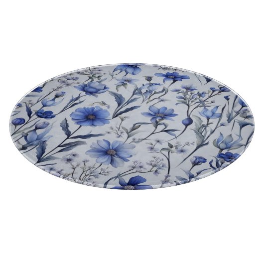 Planche À Découper Motif de fleurs bleues botaniques (Coin)