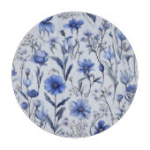 Planche À Découper Motif de fleurs bleues botaniques (Devant)