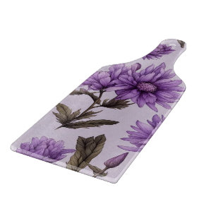 Planche À Découper Motif de fleurs botaniques violettes