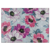 Planche À Découper Motif de fleurs de couleur d'élégance sur le bleu (Devant)