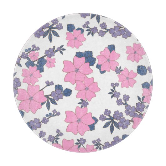 Planche À Découper Motif DE FLEURS ROSE ET PURPLE (Devant)