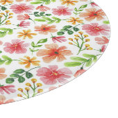 Planche À Découper Motif de fleurs roses à l'aquarelle (Coin)