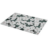 Planche À Découper Motif de fleurs tropical blanc (Coin)