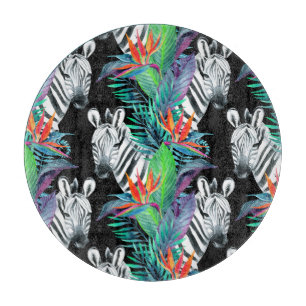 Planche À Découper Motif De Fleurs Zébrées Et Exotiques