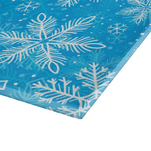 Planche À Découper Motif de flocons blancs (Coin)