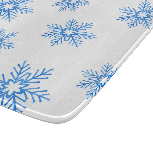 Planche À Découper Motif de flocons d'eau bleu (Coin)