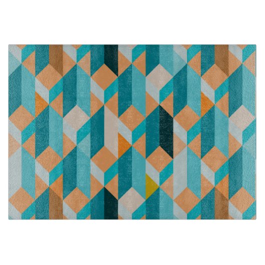 Planche À Découper Motif De Formes Turquoises Et Oranges (Devant)