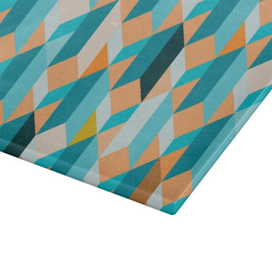 Planche À Découper Motif De Formes Turquoises Et Oranges (Coin)