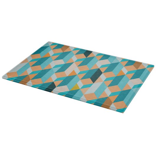 Planche À Découper Motif De Formes Turquoises Et Oranges (Coin)