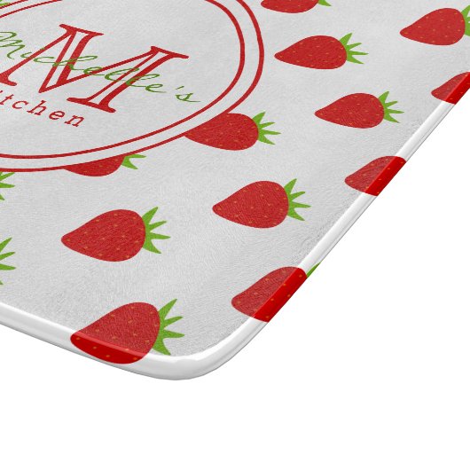 Planche À Découper Motif de fraise mignonne - Monogramme (Coin)