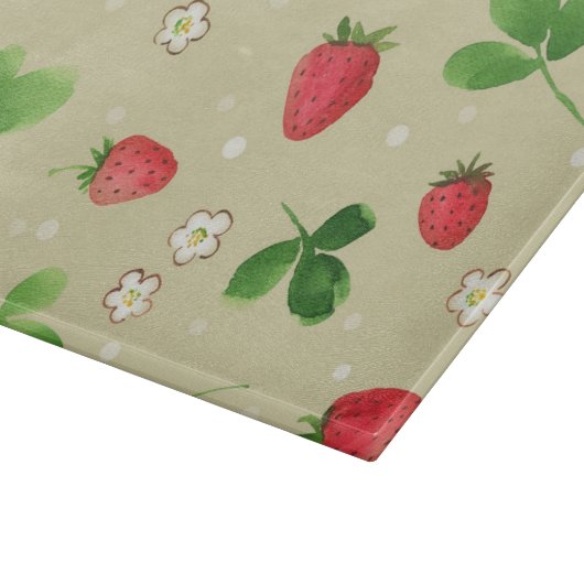 Planche À Découper Motif de fraises d'aquarelle (Coin)