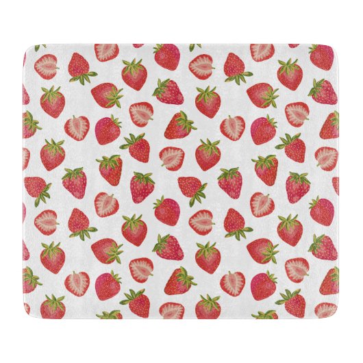 Planche À Découper Motif de fraises rouge (Devant)