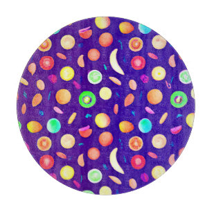 Planche À Découper Motif de fruits tropicaux en néon coloré