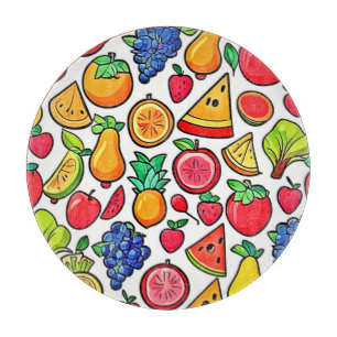 Planche À Découper Motif de fruits vibreux