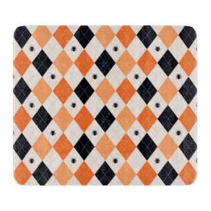 Planche À Découper Motif de Jacquard d'Halloween Orange et Black Spid