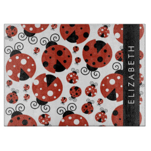 Planche À Découper Motif De Ladybugs, Red Ladybugs, Votre Nom