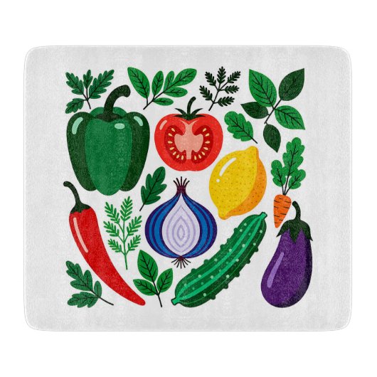 Planche À Découper Motif de légumes (Devant)