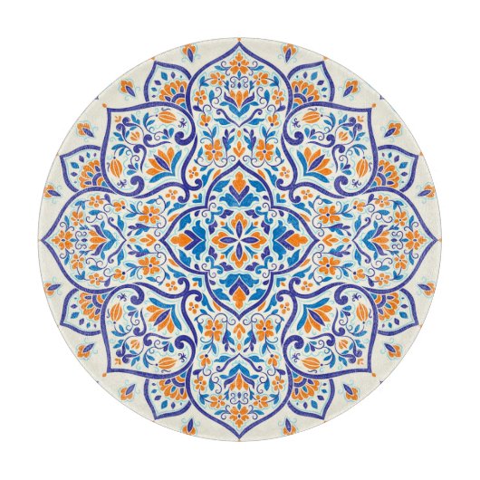 Planche À Découper Motif de luxe Orange Blue Ornament (Devant)