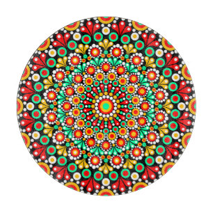 Planche À Découper Motif de mandala coloré boho point 