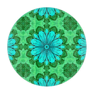 Planche À Découper Motif de marguerite géométrique en Turquoise et Ve