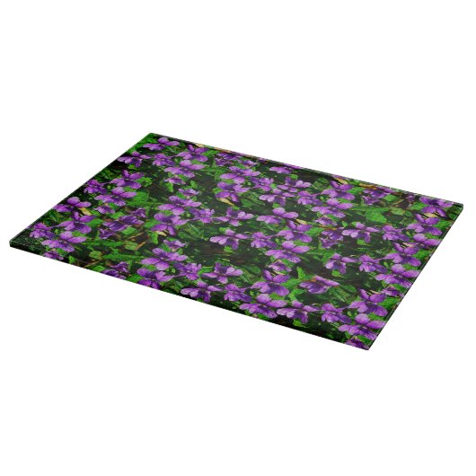 Planche À Découper Motif de mosaïque en bois de violet de fleur WI (Coin)