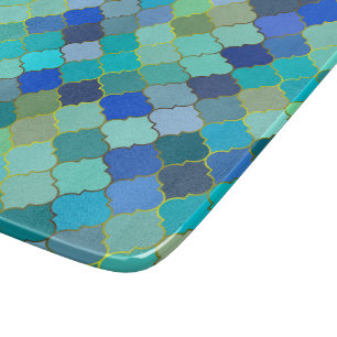 Planche À Découper Motif de mosaïque marocaine Aqua Bleu
