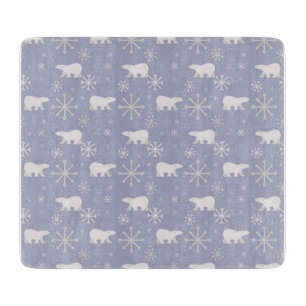 Planche À Découper Motif de Noël avec ours polaires et flocons de nei