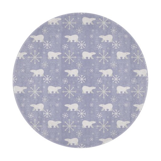 Planche À Découper Motif de Noël avec ours polaires et flocons de nei (Devant)