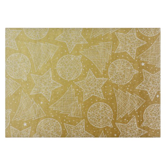 Planche À Découper Motif de Noël or et blanc (Devant)