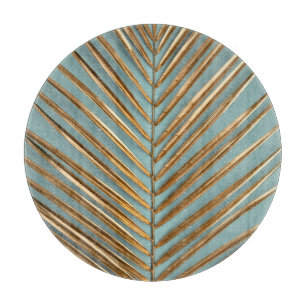Planche À Découper Motif de palme tropicale peint en or